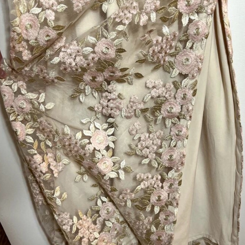 Lauren Ralph Lauren Cream and Pink Floral Formal Dress LAST CALL - Picture 2 of 3